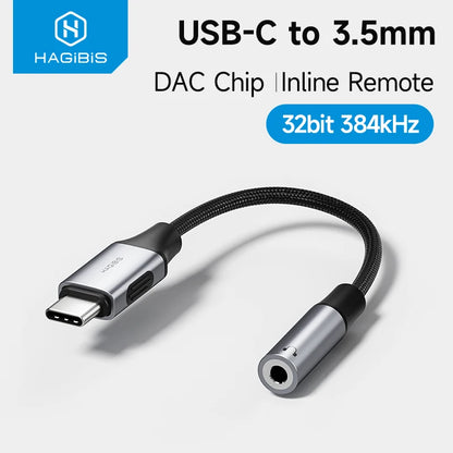 Hagibis USB-C to 3.5mm Hi-Fi DAC Adapter 32bit 384kHz