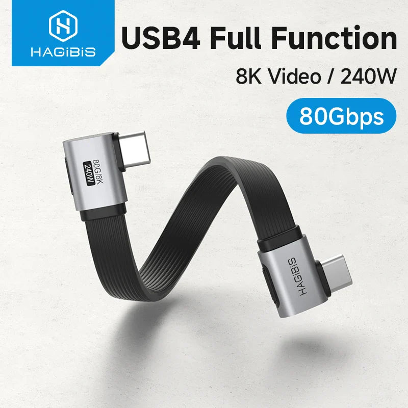 USB4 cable with HAGIBIS branding on a light gray background