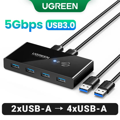UGREEN USB 3.0 Switch 2 Computers 4 USB Devices 5Gbps