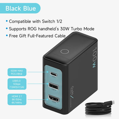 Hagibis USB-C TV Dock for Nintendo Switch 1 & 2 with 100W GaN Charger