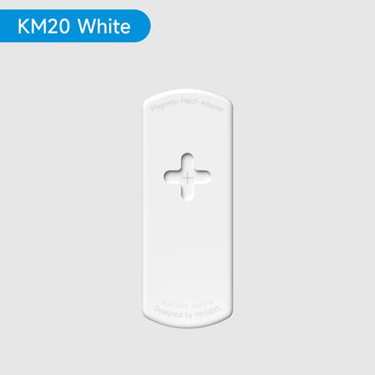 White medical patch adapter with 'KM20 White' label on a light gray background