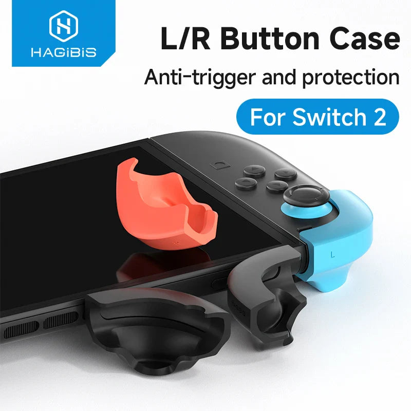 L/R Button Case for Switch 2 with HAGIBIS branding on a white background