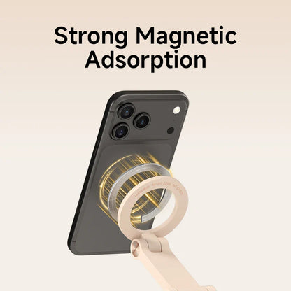 Phone case with magnetic吸附器 on a beige background