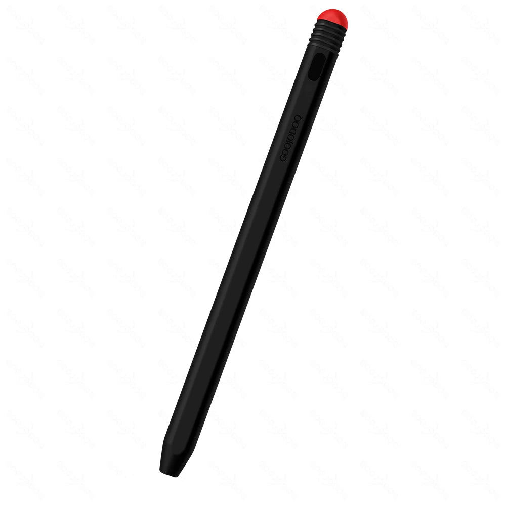 A collection of Goojodoq stylus pens with Type-C port cases in various colors displayed alongside a smartphone.