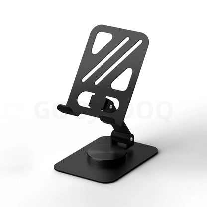Black adjustable phone stand on a white background