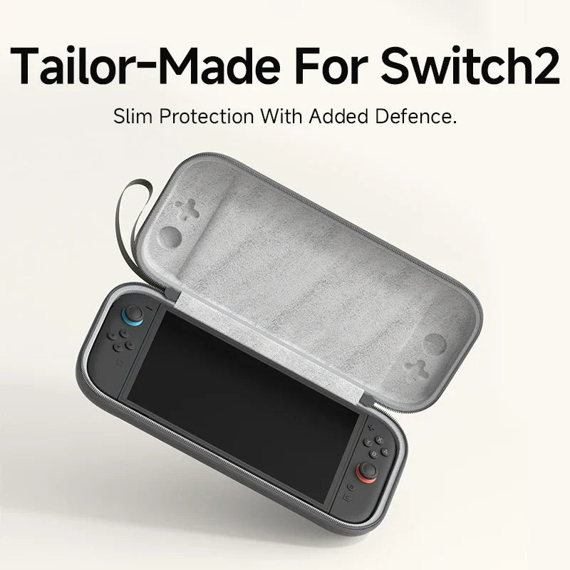 Nintendo Switch case with 'Tailor-Made For Switch2' text on a white background