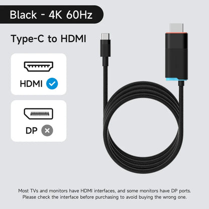 Black Type-C to HDMI cable on a light gray background