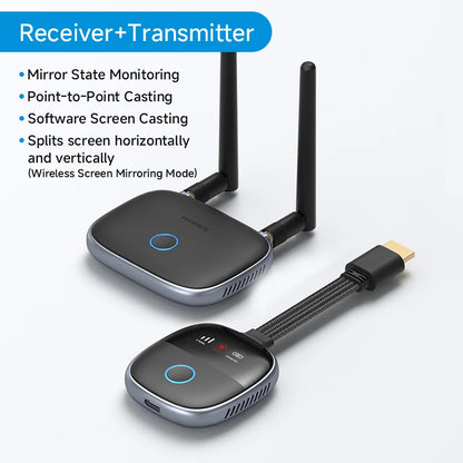 Receiver and transmitter device with antennas on a white background