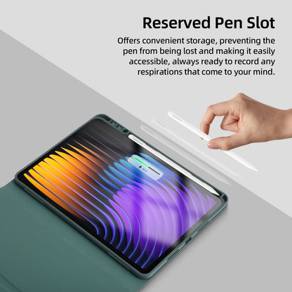 Smartphone with a pen slot feature on a light gray background