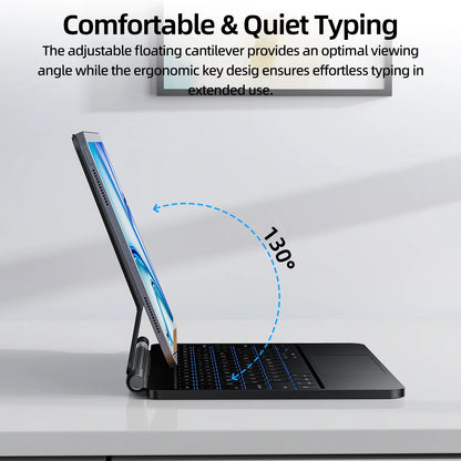 Keyboard with adjustable floating cantilever on a white background