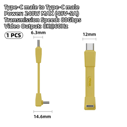USB4 Right Angle USB-C Short Cable 240W 80Gbps 8K 60Hz