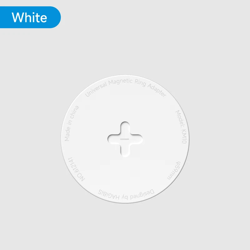 White universal magnetic ring adapter on a gray background