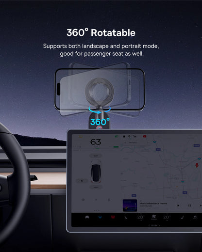 360-degree rotatable phone holder with car interior background