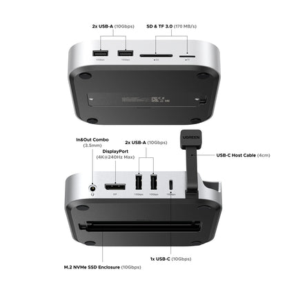 10-in-1 USB-C Docking Station for Mac mini M4/M4 Pro