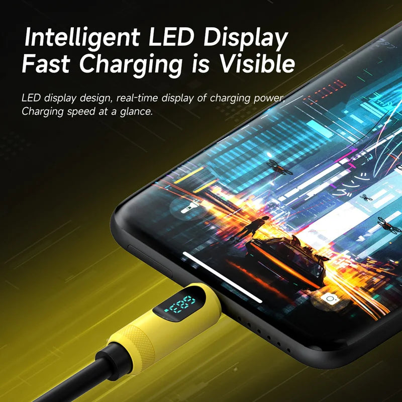 USB C Cable with LED Display 240W Liquid Silicone Hagibis