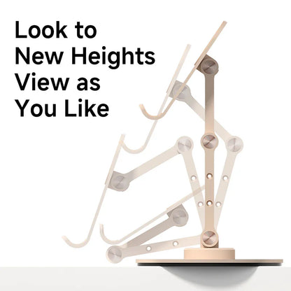 Wooden geometric sculpture with text 'Look to New Heights View as You Like' on a white background