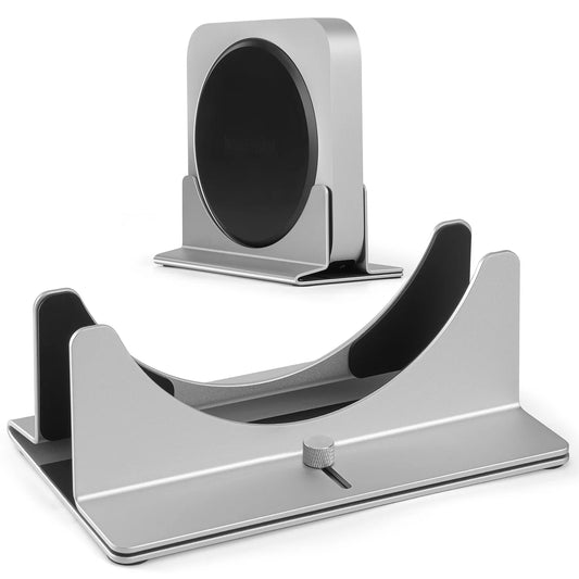 Metal phone stand with adjustable angle on a white background