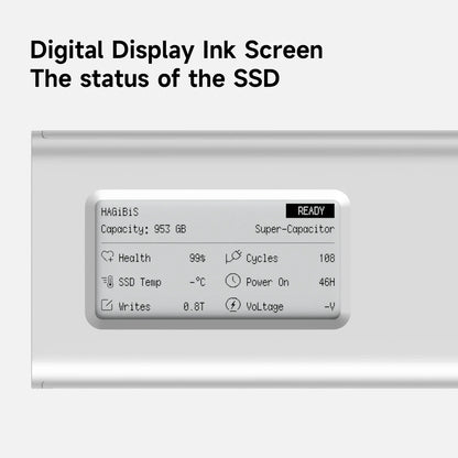 Digital display ink screen showing the status of an SSD with text 'Digital Display Ink Screen The status of the SSD'.