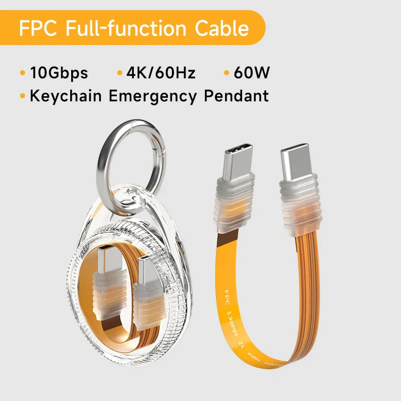 FPC USB C Flexible Soft Cable Portable Keychain Hagibis
