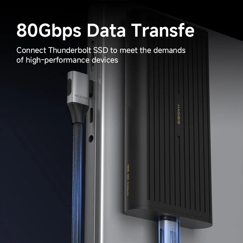 Hagibis USB4 USB-C Cable 80Gbps 240W Right Angle 8K