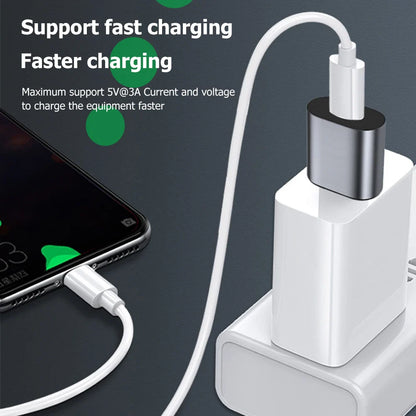 White USB charger with smartphone on a dark background, highlighting fast charging capabilities.