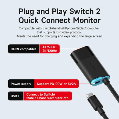 Hagibis USB-C to HDMI Adapter for Nintendo Switch 4K 60Hz HDR