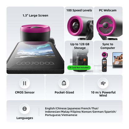 GOOJODOQ GFS025 Handheld Camera Fan with 180° Gimbal