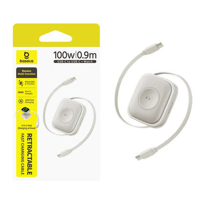 Retractable USB cable with packaging on a white background