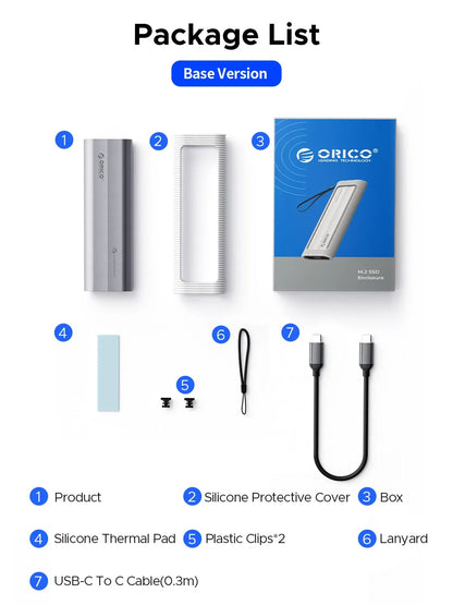 ORICO Tool-Free M.2 NVMe/SATA SSD Enclosure 10Gbps