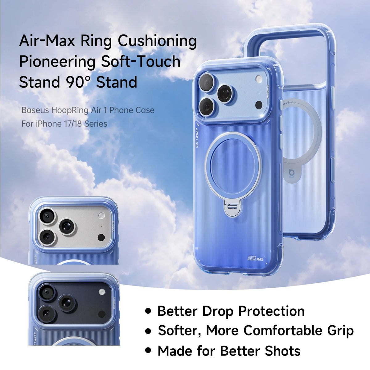 Baseus HoopRing Air 1 Magnetic Stand Case for iPhone 17 & 18