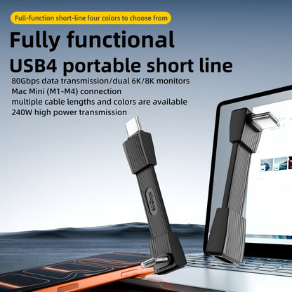 USB4 Right Angle USB-C Short Cable 240W 80Gbps 8K 60Hz