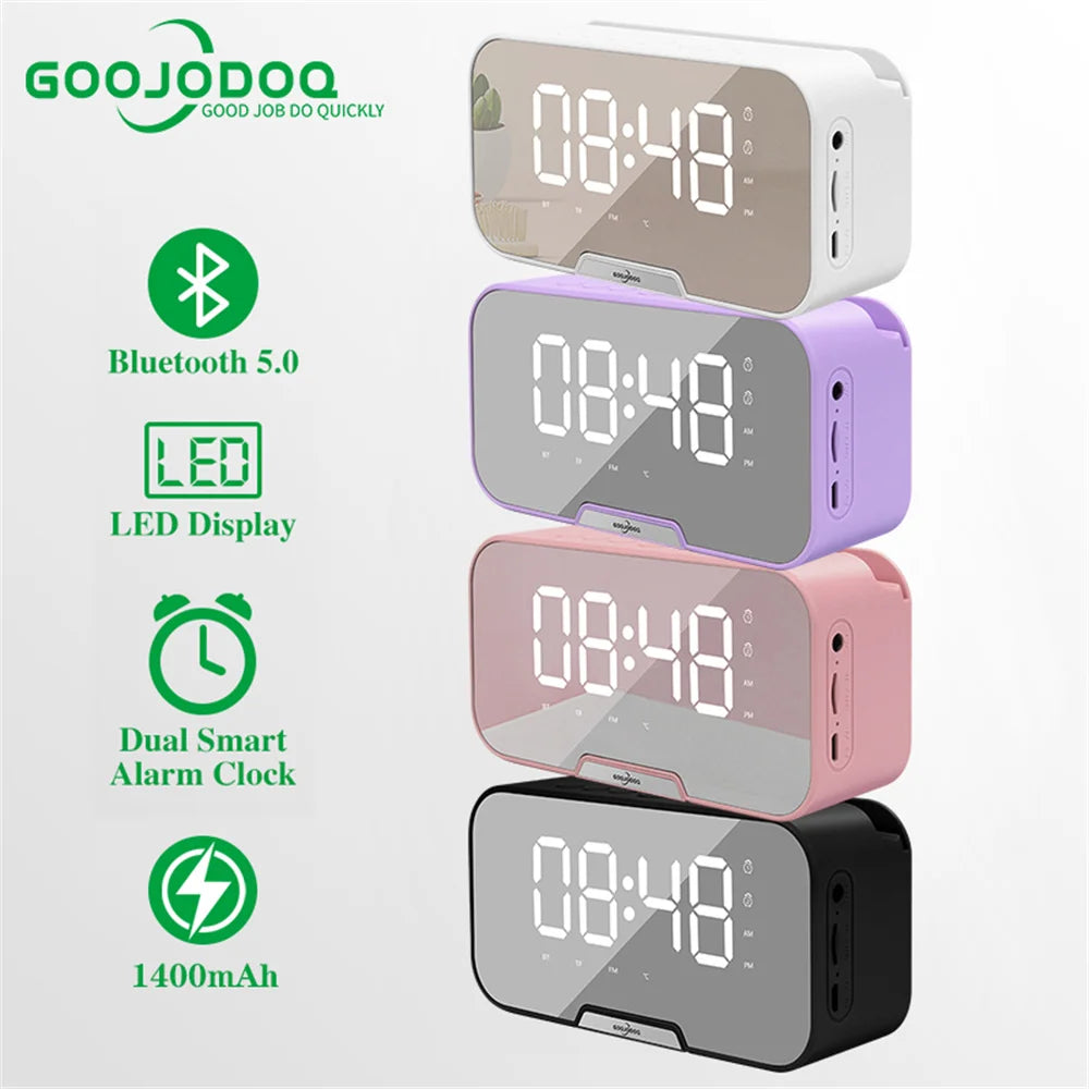 Goojodoq Portable Bluetooth Speaker with Smart Alarm Clock