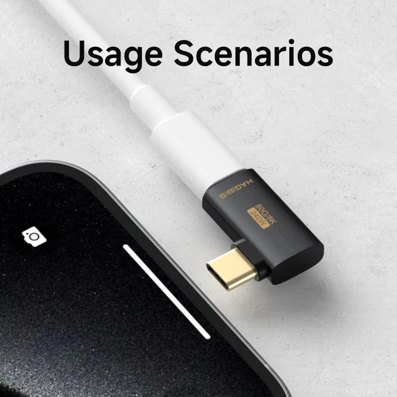 HDMI adapter connected to a smartphone with 'Usage Scenarios' text on a gray background