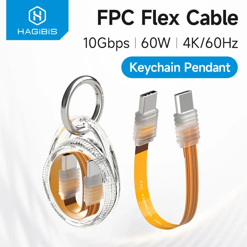 FPC USB C Flexible Soft Cable Portable Keychain Hagibis