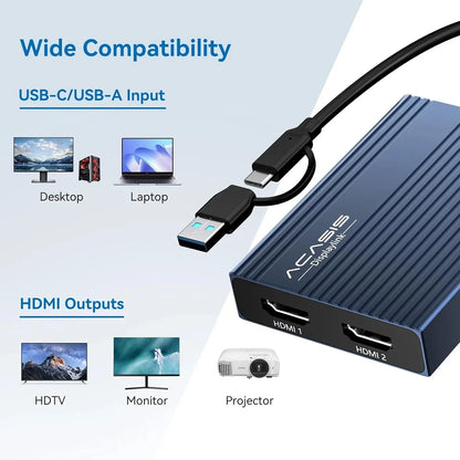 ACASIS DS0602 DisplayLink Dual 4K 60Hz USB-C Hub 100W
