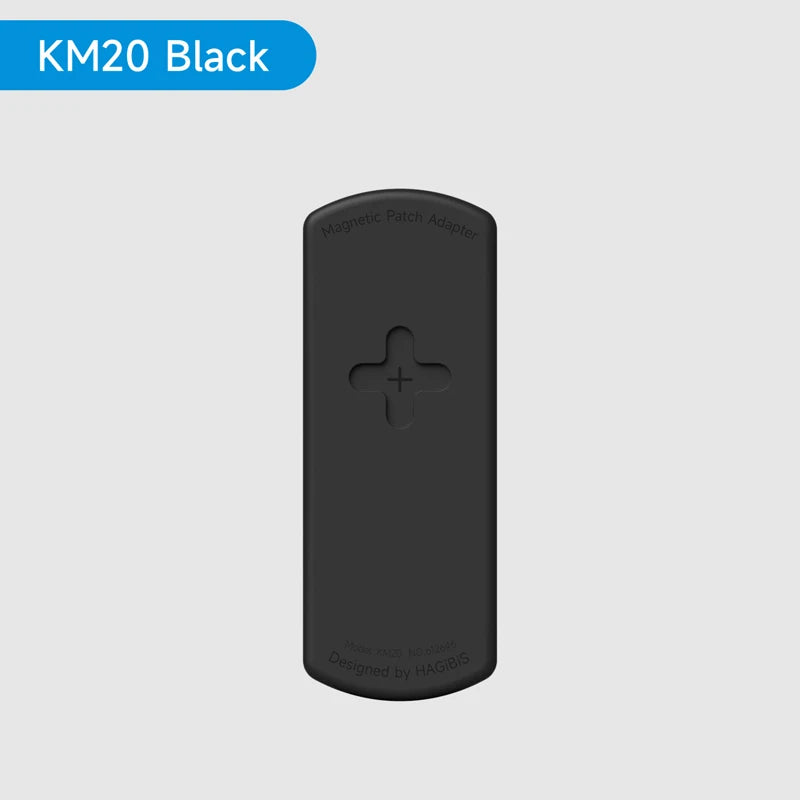 Black magnetic paint adapter with 'KM20 Black' label on a gray background