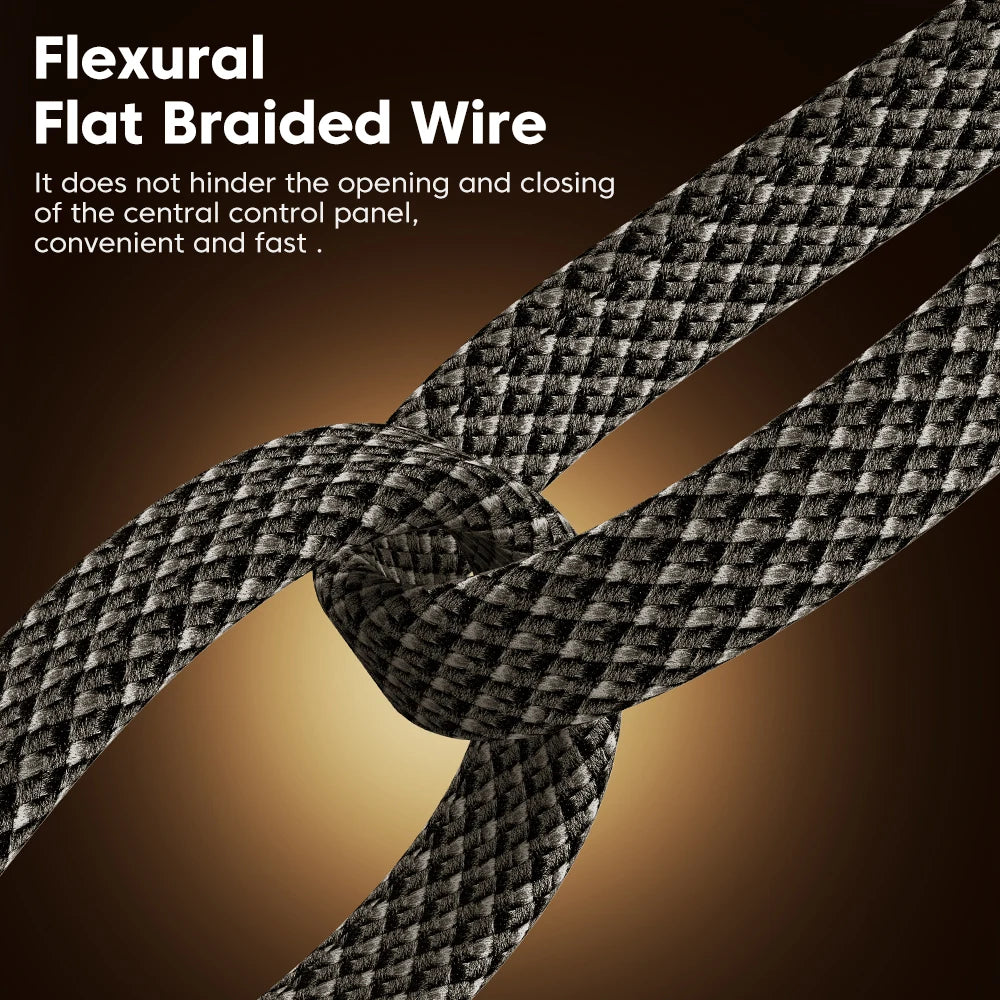 Flexural flat braided wire with a knot on a brown background