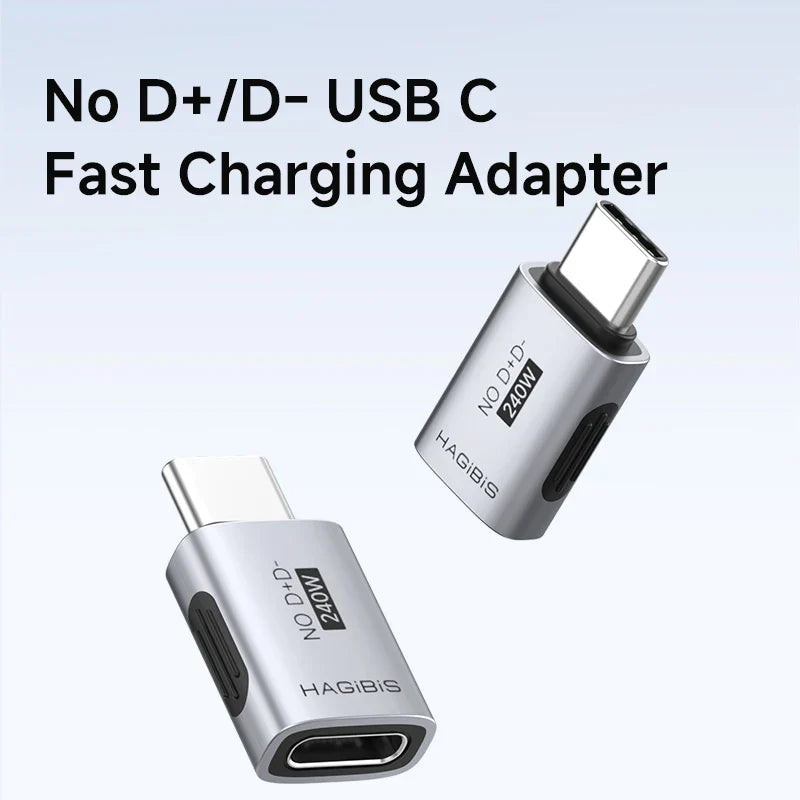 Two USB C fast charging adapters with 'HAGIBIS' branding on a light gray background.