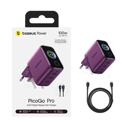 Baseus PicoGo Pro AH22 100W USB-C Charger with Smart Display