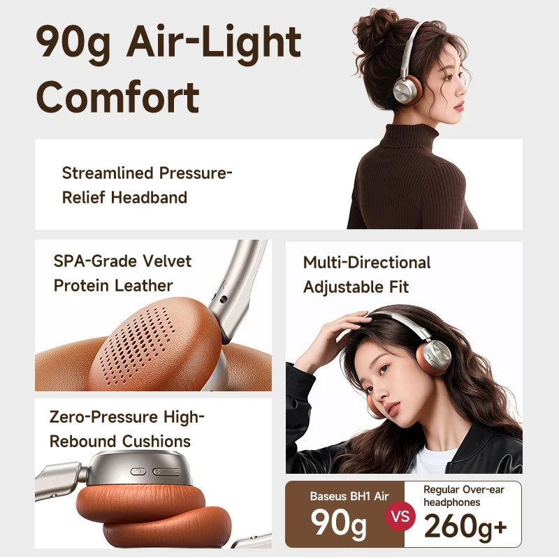 Baseus BH1 Air Bluetooth Headphones with ENC & 80H Battery