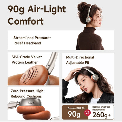Baseus BH1 Air Bluetooth Headphones with ENC & 80H Battery