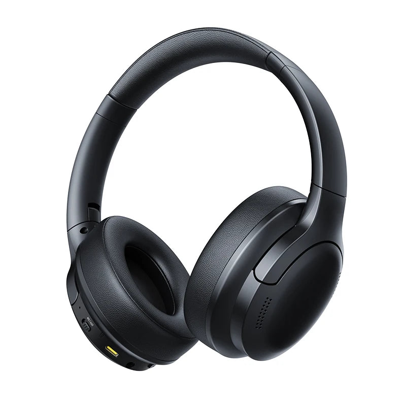 Black over-ear headphones on a white background