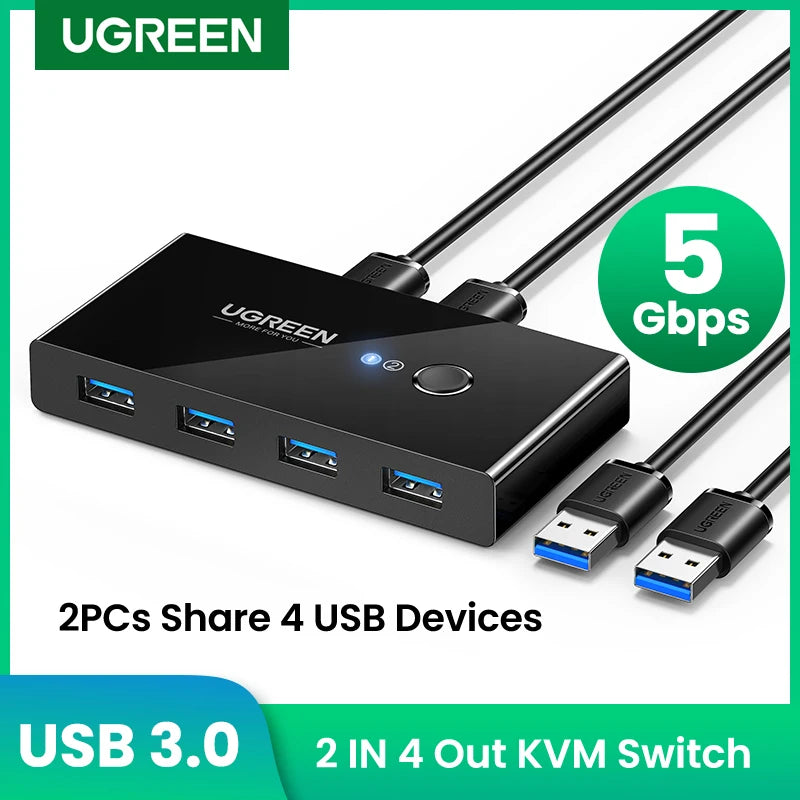 UGREEN USB 3.0 Switch 2 Computers 4 USB Devices 5Gbps