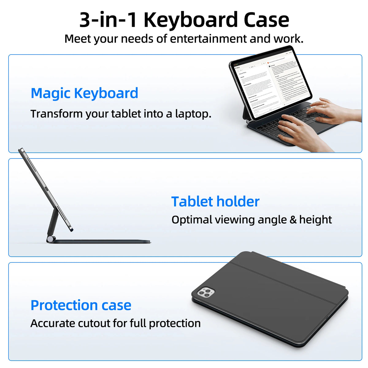 Goojodoq Magnetic Magic Keyboard Case for iPad