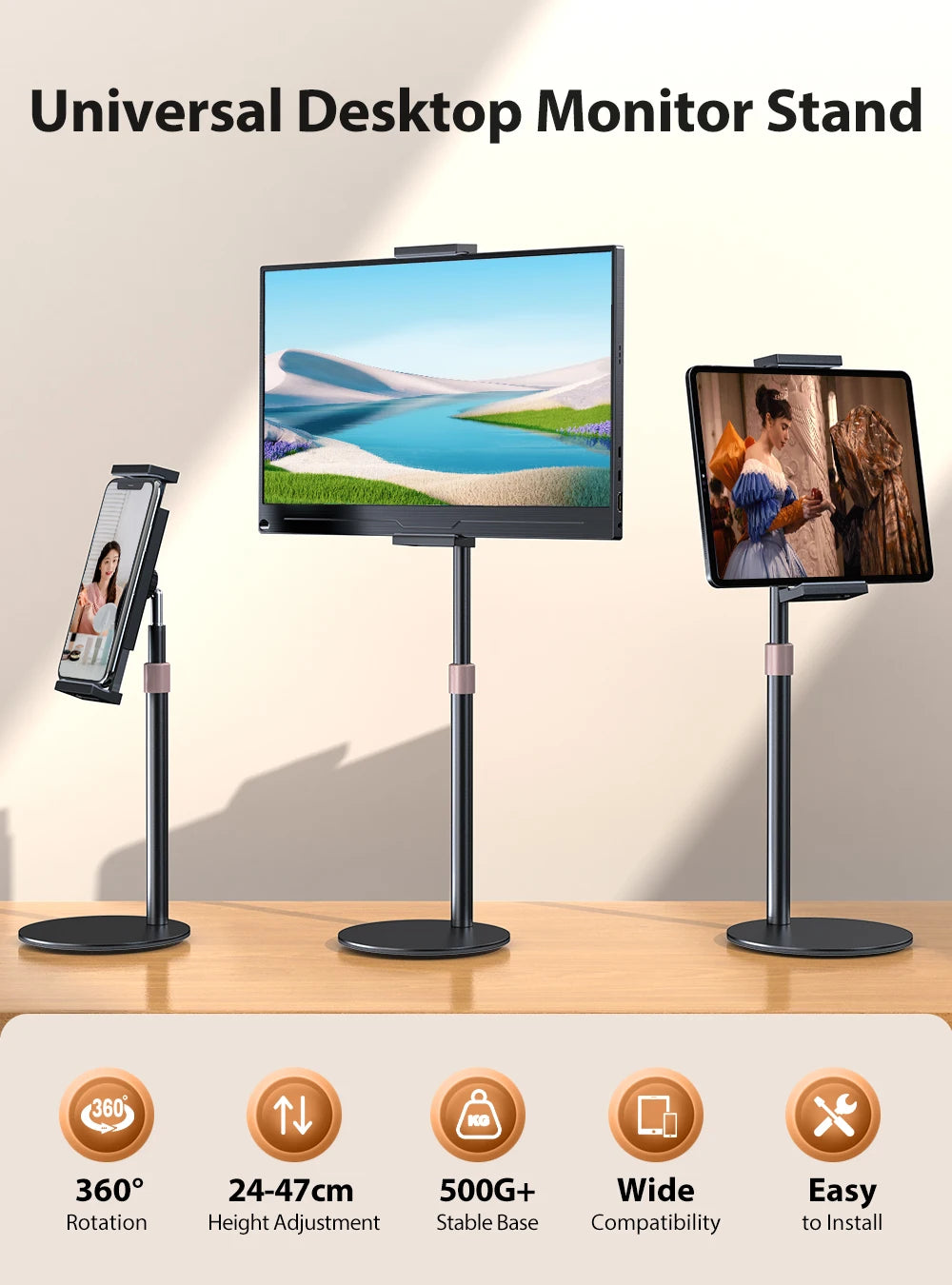 UPERFECT Adjustable VESA Desk Stand for Portable Monitor