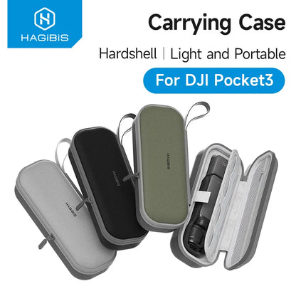 Hagibis carrying case for DJI Pocket3 with multiple color options on a white background