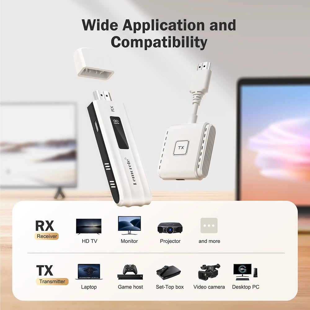 Lemorele 1080P Wireless HDMI Transmitter & Receiver 5G 50M
