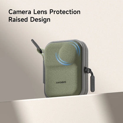 Green camera lens protection case with 'Hama' branding on a neutral background