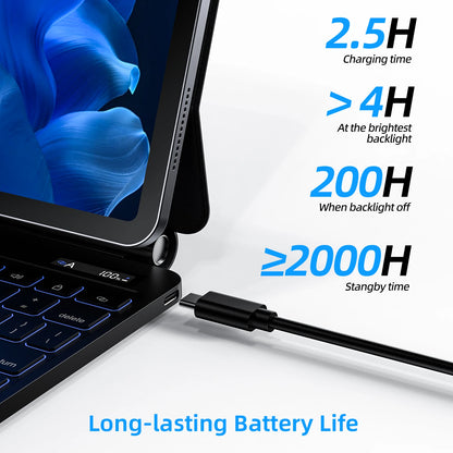 Laptop with charging cable, displaying battery life statistics on a white background.