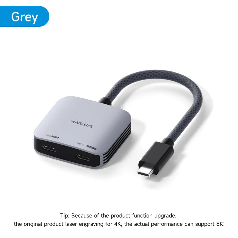 USB C Splitter 100W 4K/60Hz 2 in 1 Hagibis